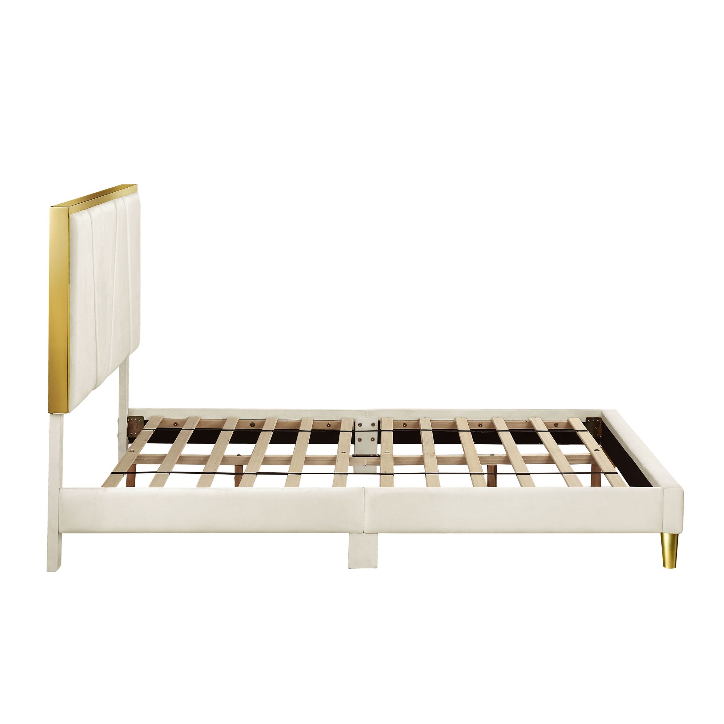 Yeni Upholstered Bed with Gold Accents
