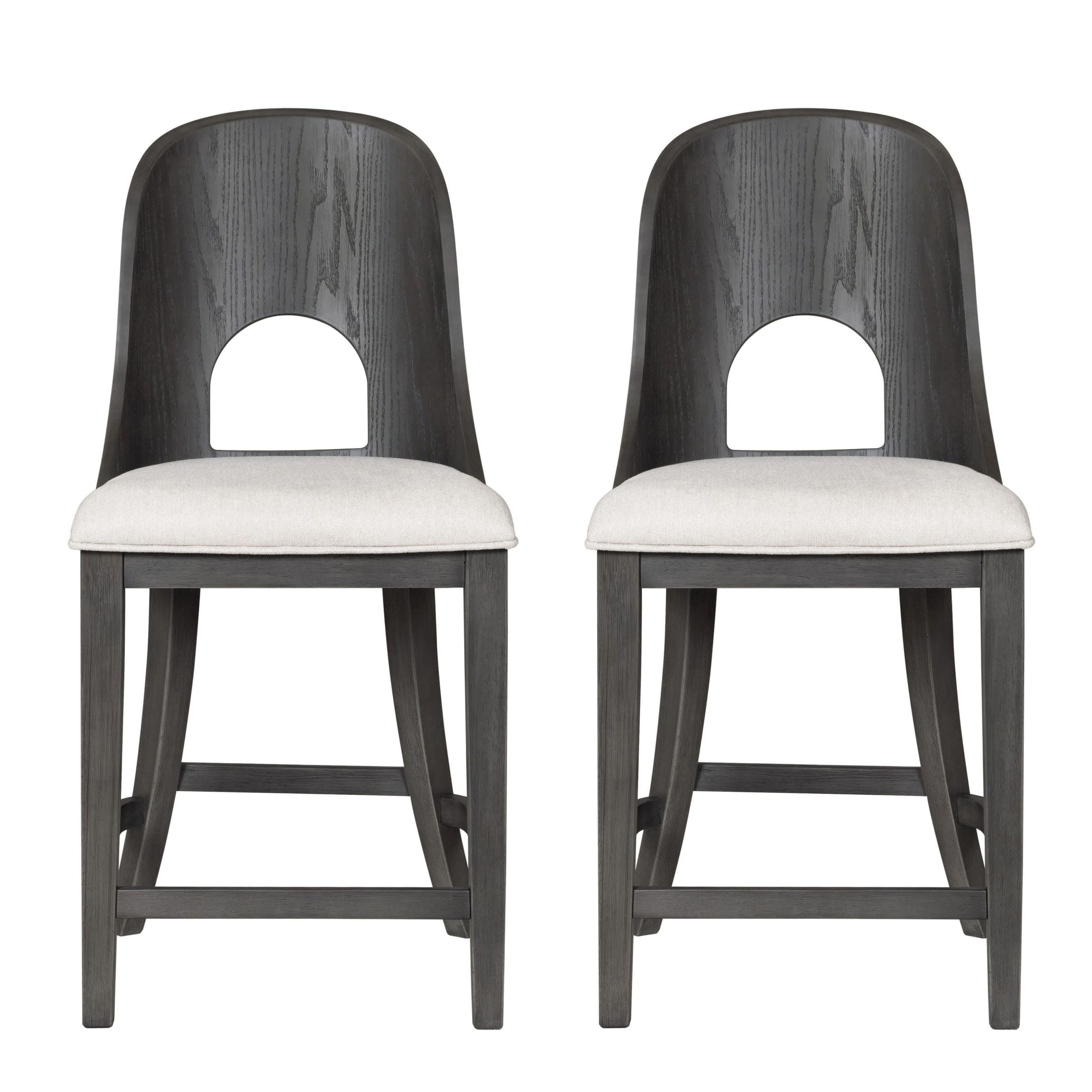 Arden Modern Fabric Wood Keyhole Counter Height Chair - Set of 2