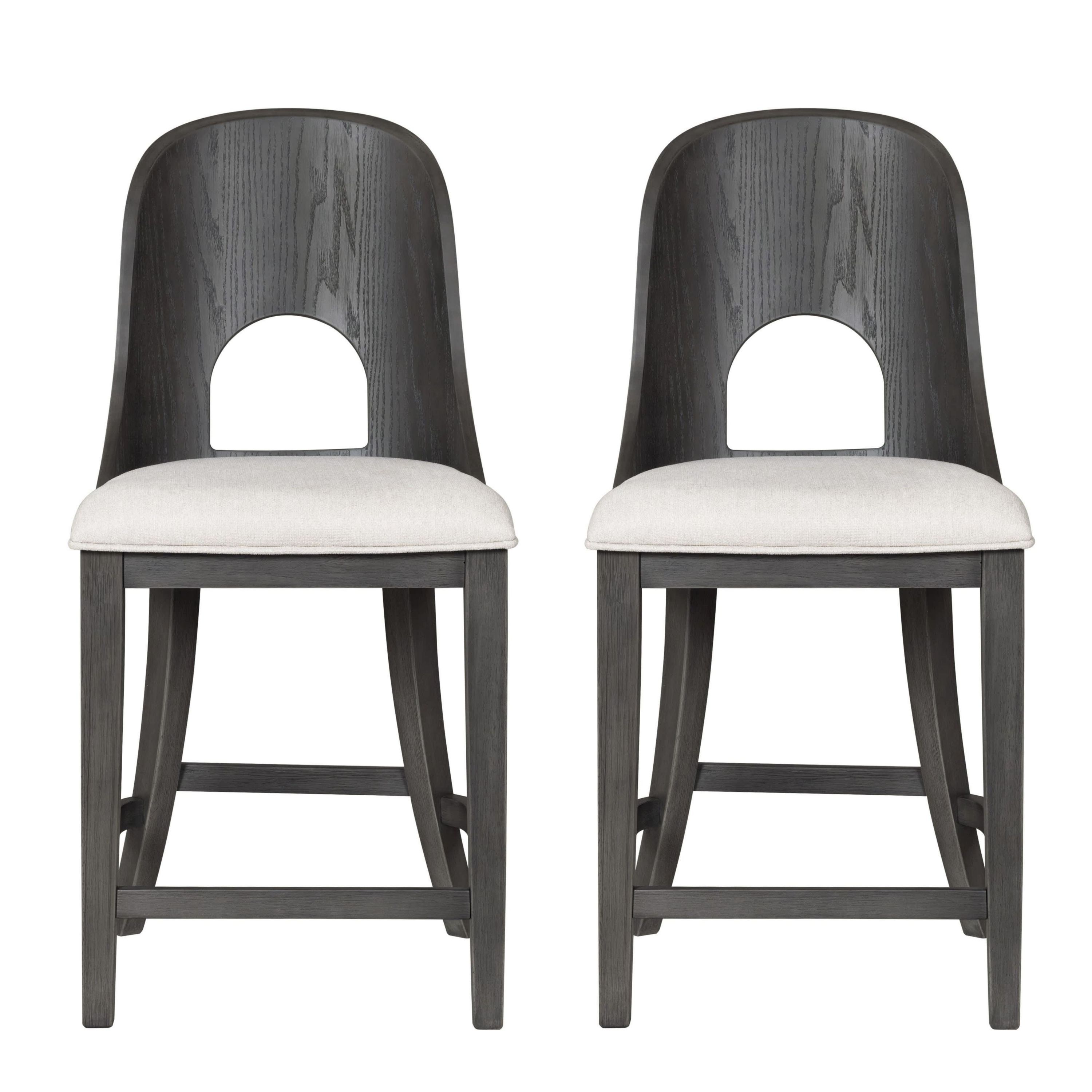 Arden Modern Fabric Wood Keyhole Counter Height Chair - Set of 2