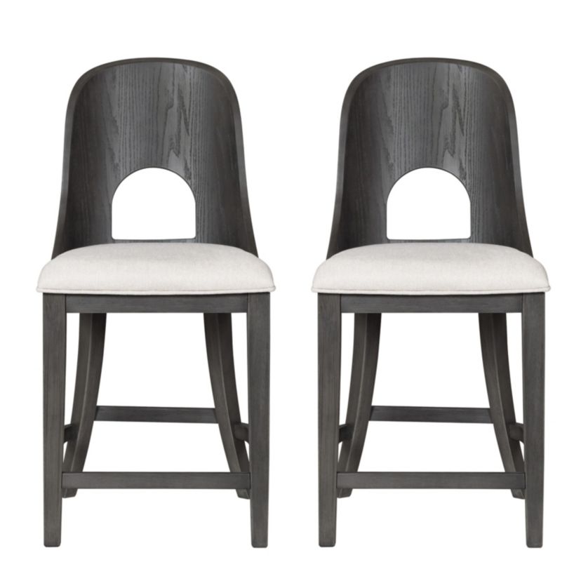 Arden Modern Fabric Wood Keyhole Counter Height Chair - Set of 2