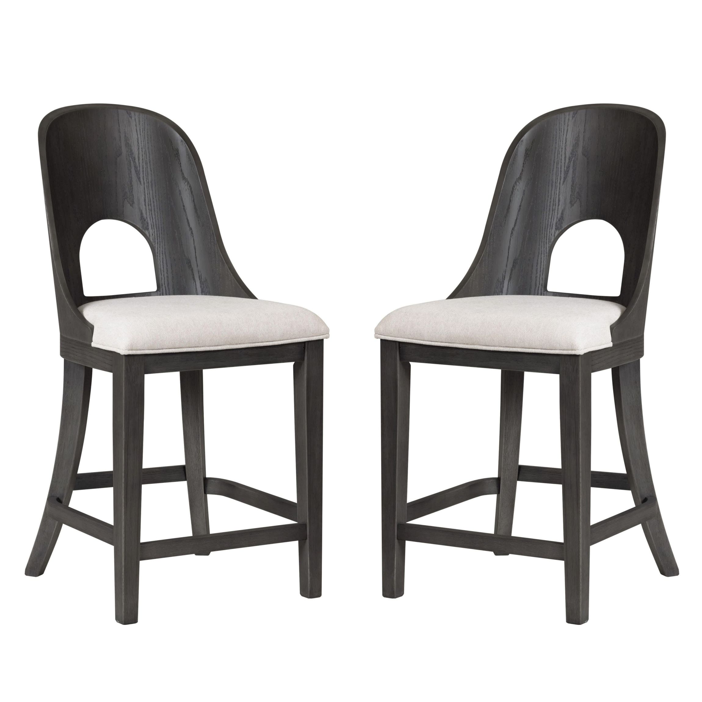 Arden Modern Fabric Wood Keyhole Counter Height Chair - Set of 2