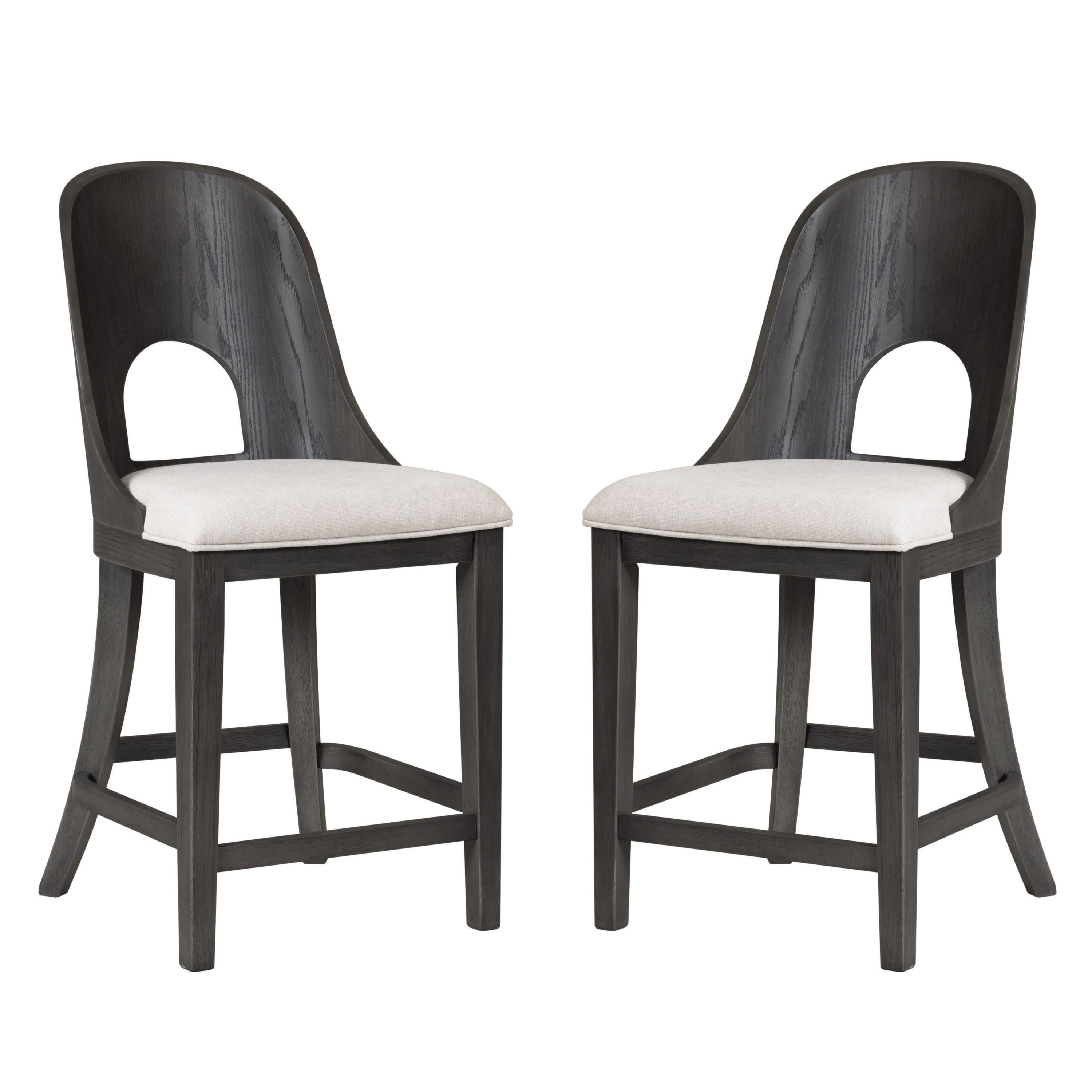 Arden Modern Fabric Wood Keyhole Counter Height Chair - Set of 2