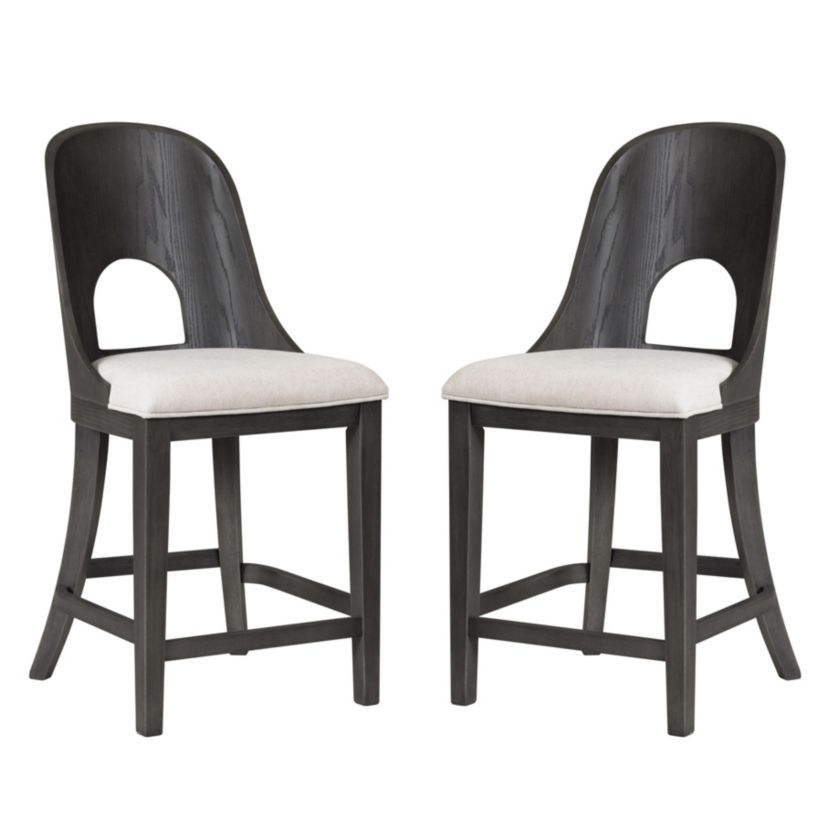 Arden Modern Fabric Wood Keyhole Counter Height Chair - Set of 2