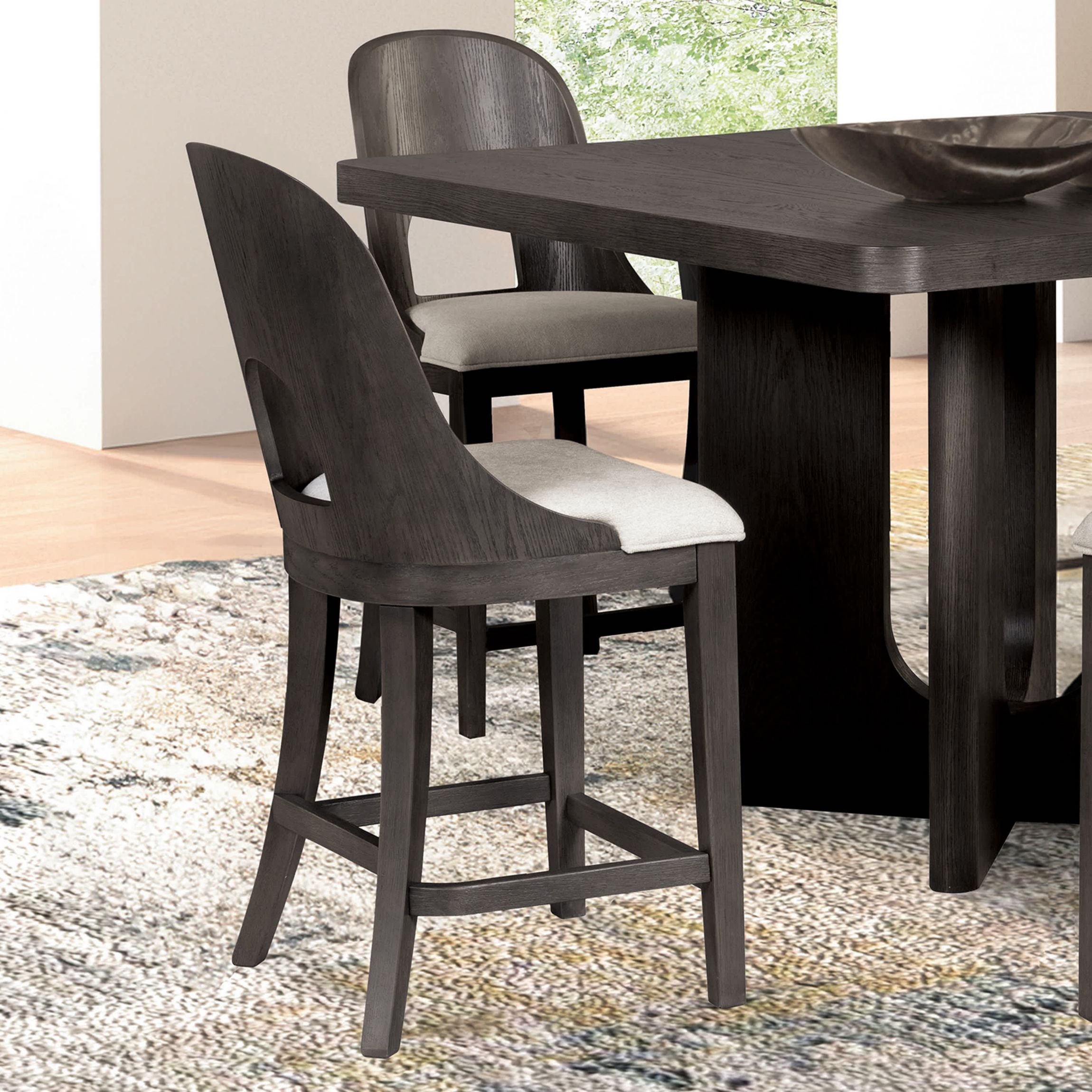 Arden Modern Fabric Wood Keyhole Counter Height Chair - Set of 2