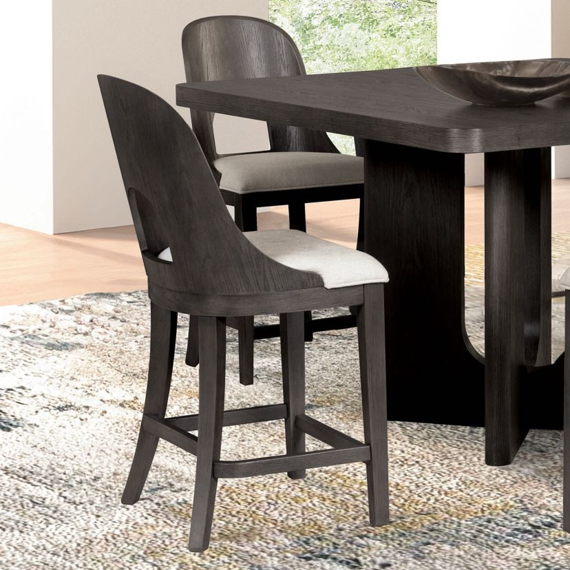 Arden Modern Fabric Wood Keyhole Counter Height Chair - Set of 2