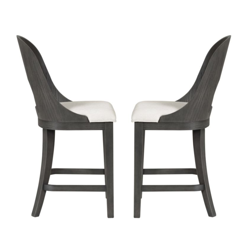 Arden Modern Fabric Wood Keyhole Counter Height Chair - Set of 2