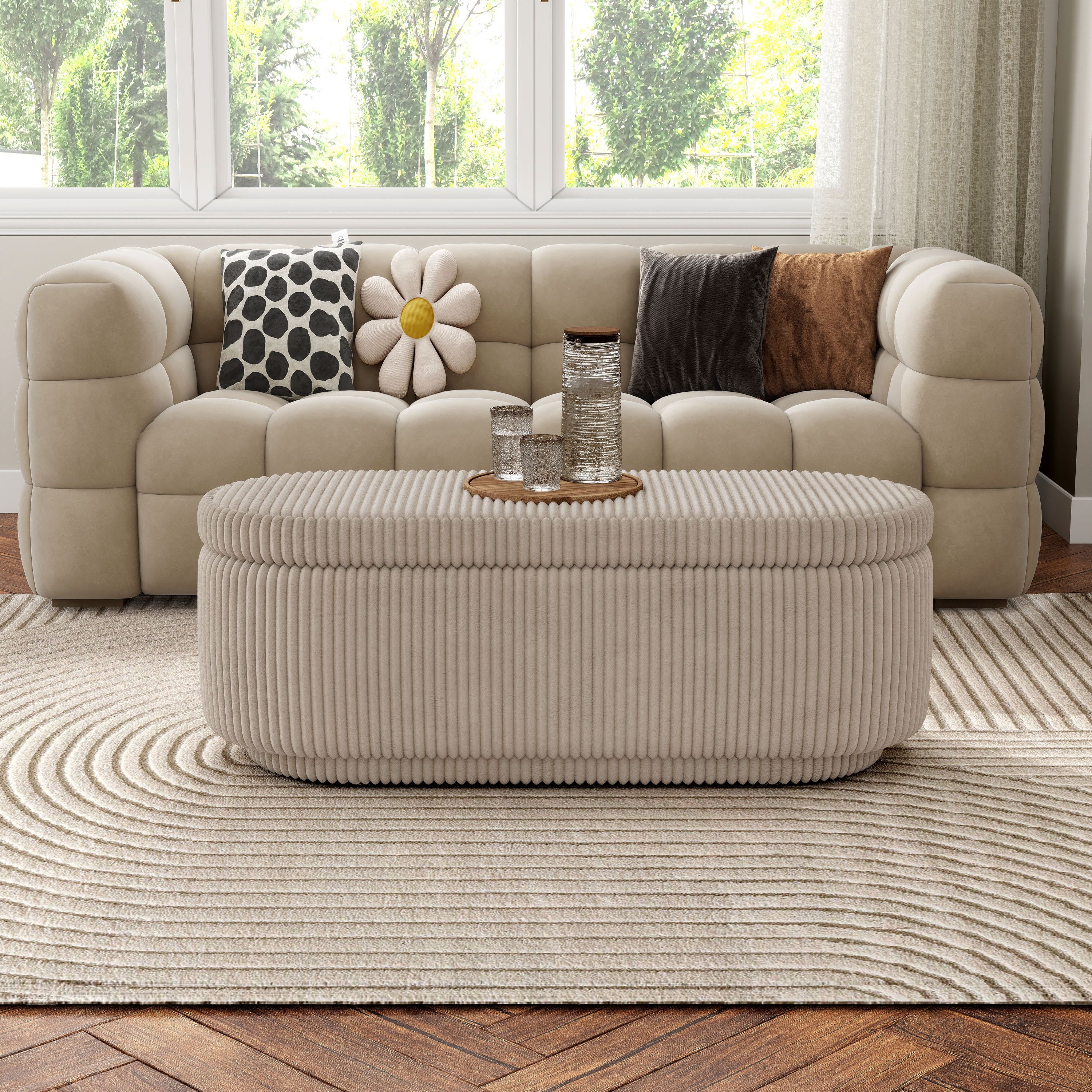 Versa 25-Inch Round Storage With Flip Top Ottoman