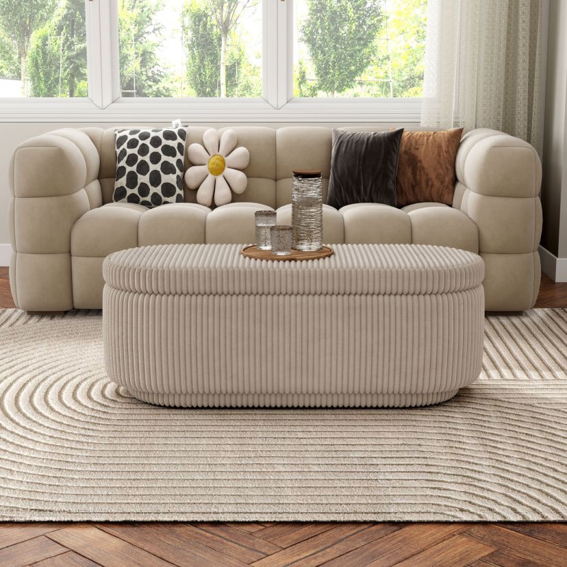 Versa 25-Inch Round Storage With Flip Top Ottoman
