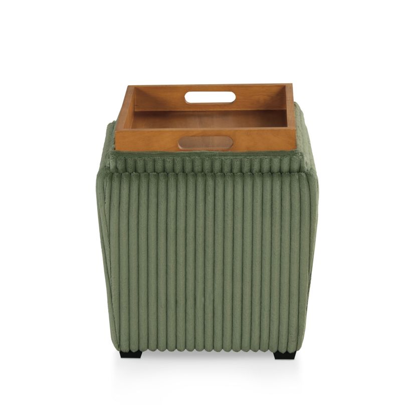 Daphne 17-Inch Storage Ottoman with Tray Top
