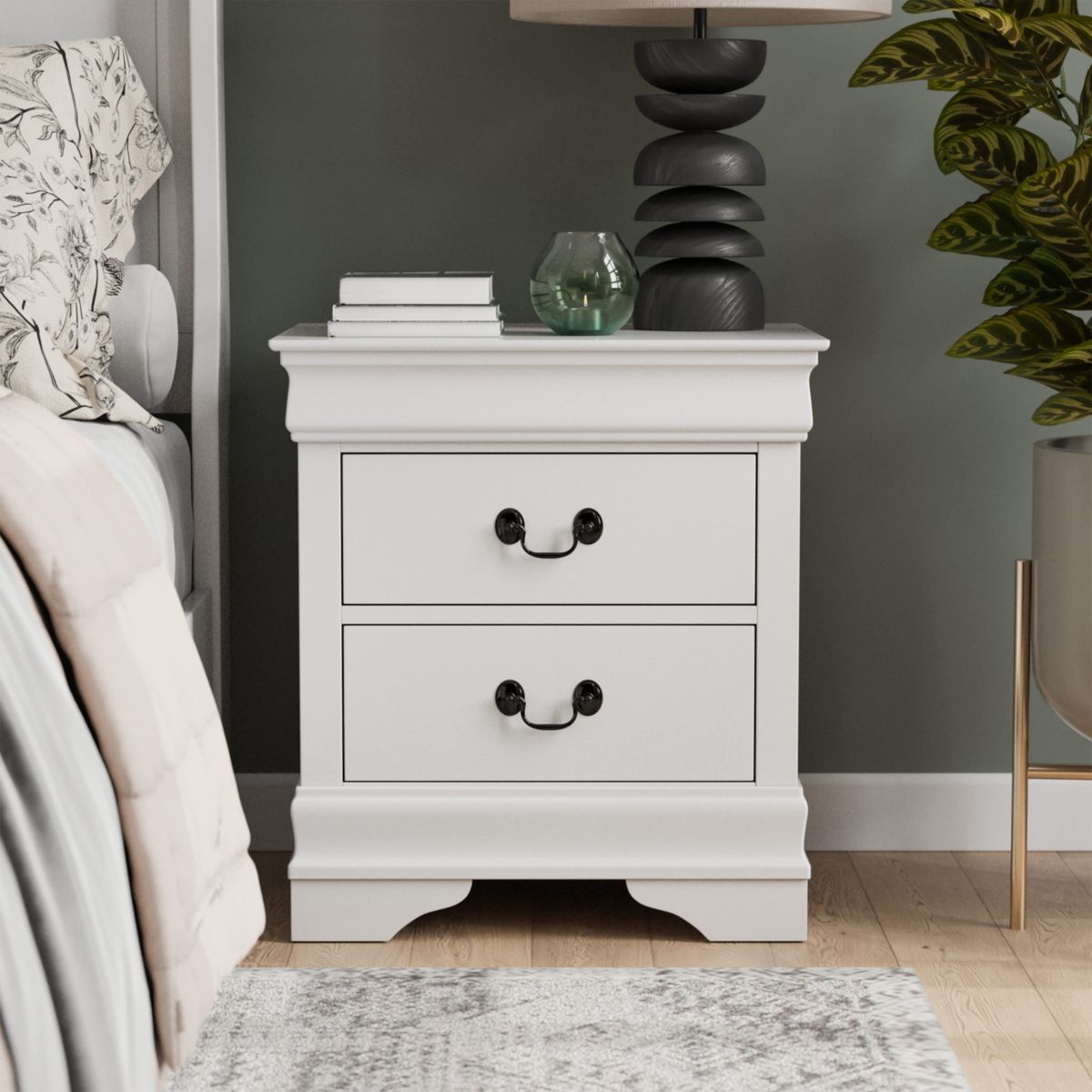 Luisa 2-Drawer Solid Wood Nightstand