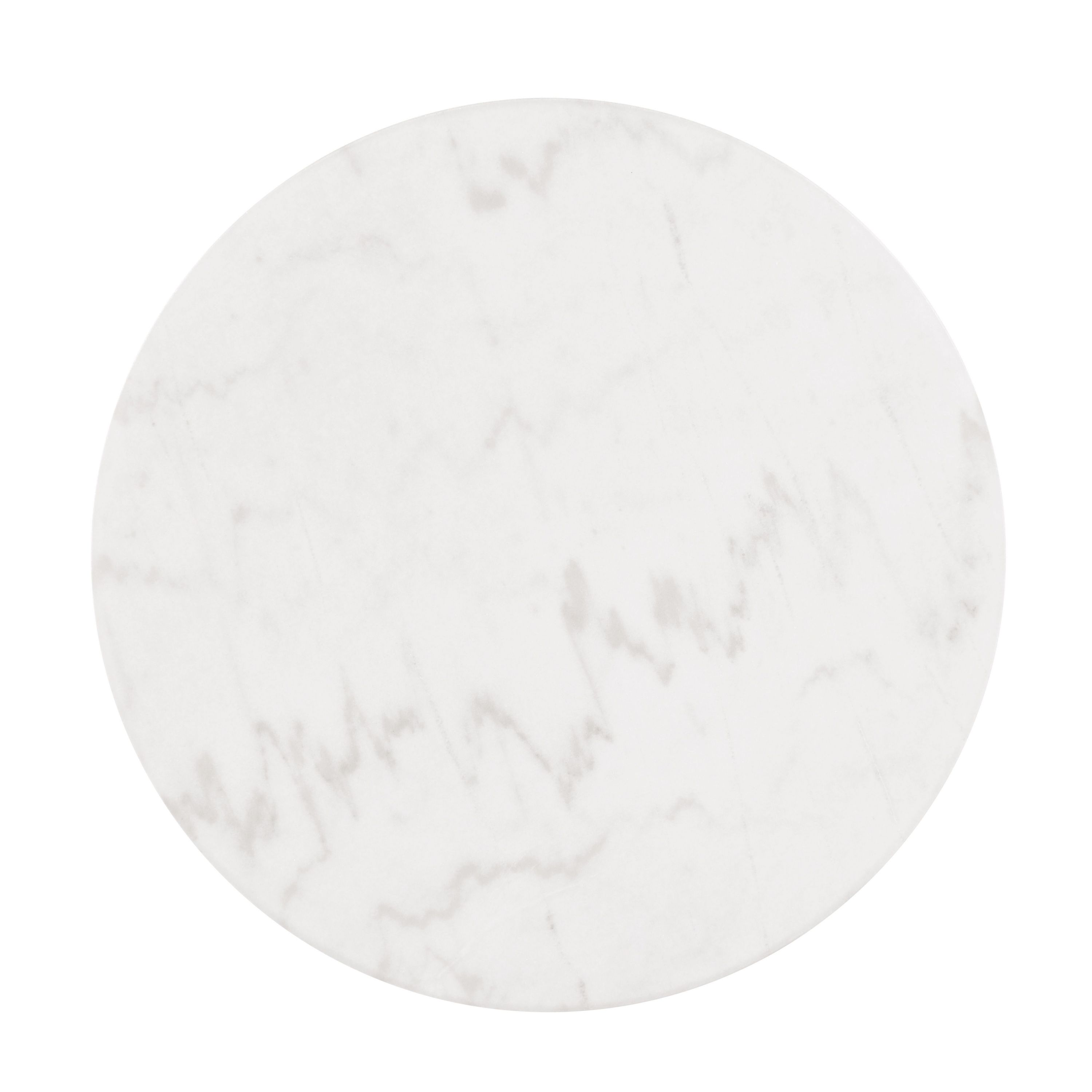 Floren 19.5-inch Black and White Round Marble Top End Table