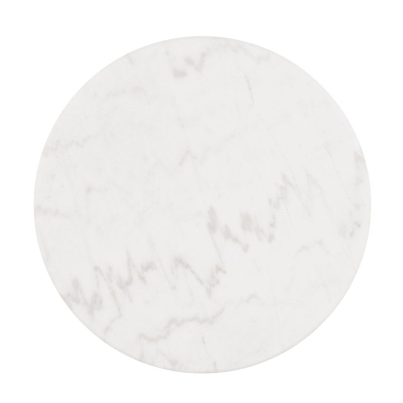 Floren 19.5-inch Black and White Round Marble Top End Table