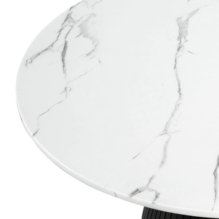 Kali Black Round Faux Marble Coffee Table