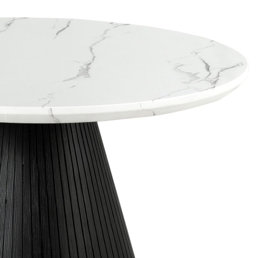 Kali Black Round Faux Marble Coffee Table