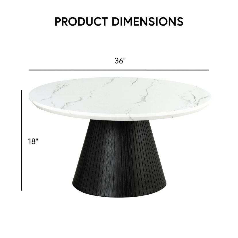 Kali Black Round Faux Marble Coffee Table