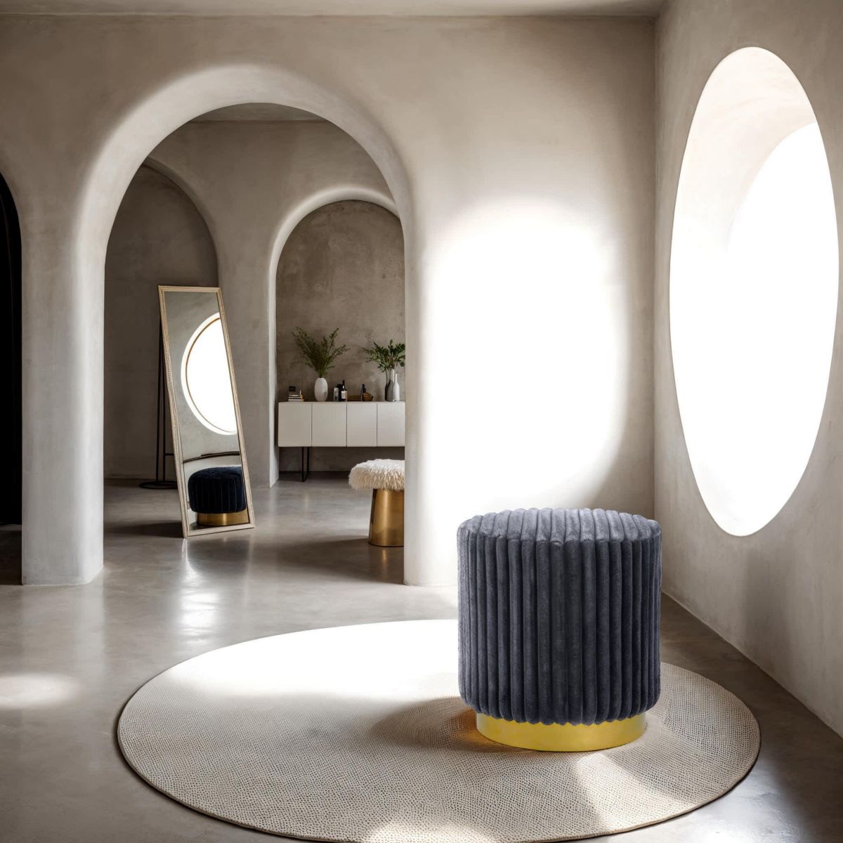 Pallas Faux Fur Accent Ottoman