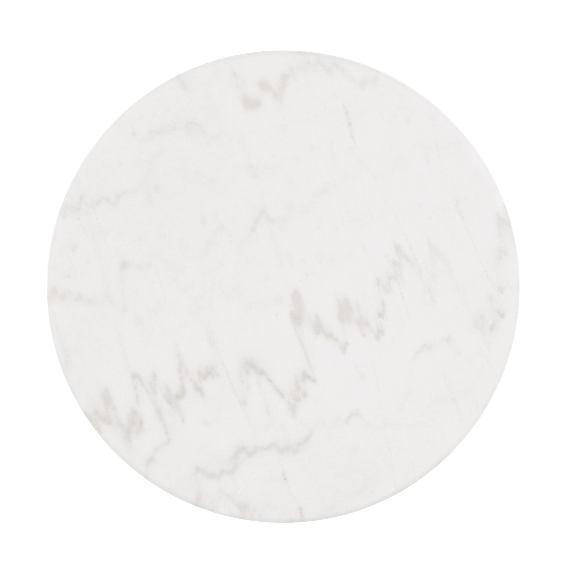 Floren 19.5-inch Black and White Round Marble Top End Table