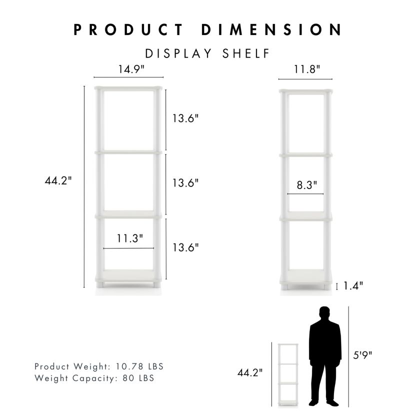 Mico 44.2-inch 4-Shelf Bookcase
