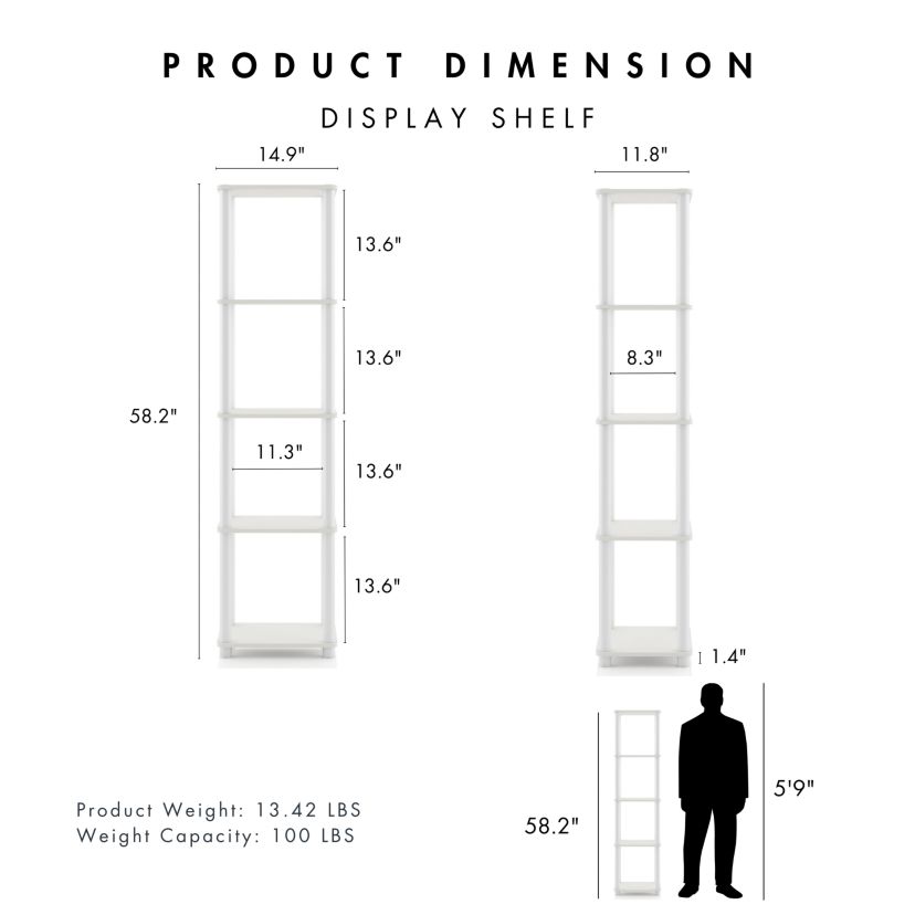Mico 58.2-Inch 5-Shelf Bookcase