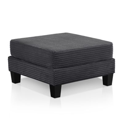 Furniture of America Zark Corduroy Square Storage Ottoman, Gray