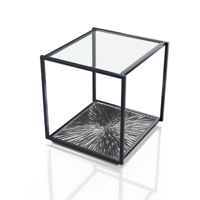 Furniture of America Casa 24-Inch Rectangular Metallic Sunburst End Table