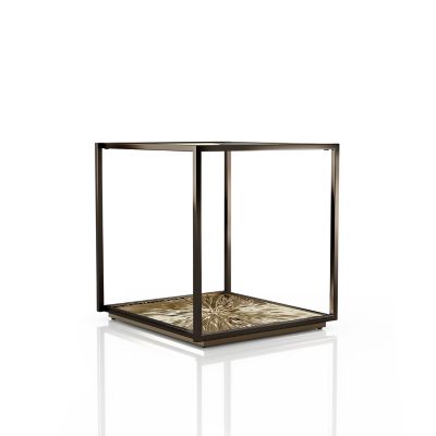 Furniture of America Casa 24-Inch Rectangular Metallic Sunburst End Table, Gold
