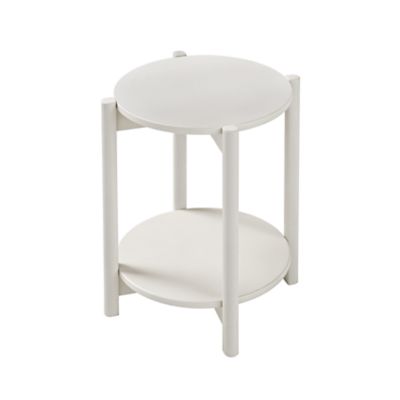 Furniture of America Arun 18in Round End Table with Open Bottom Shelf, White