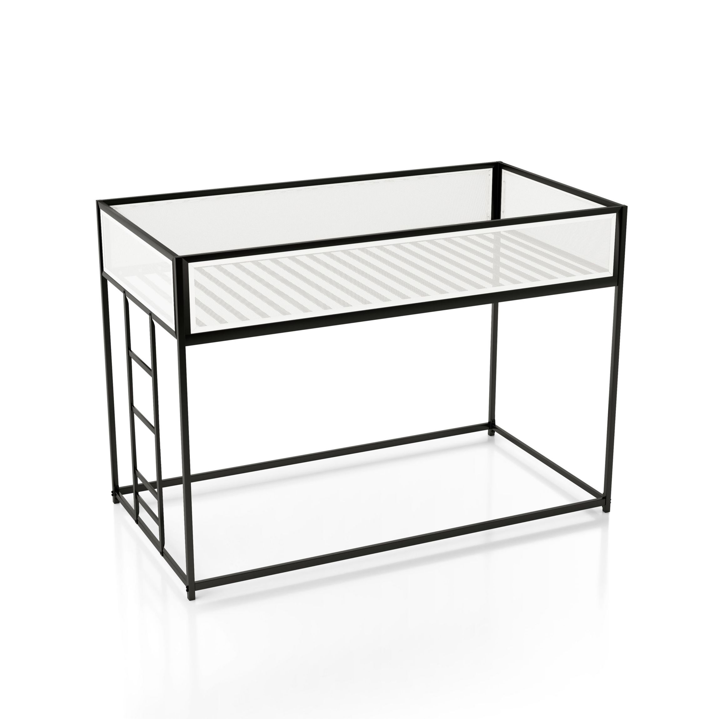 Leo Black and White Twin Metal Bunk Bed