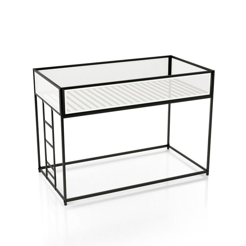 Leo Black and White Twin Metal Bunk Bed