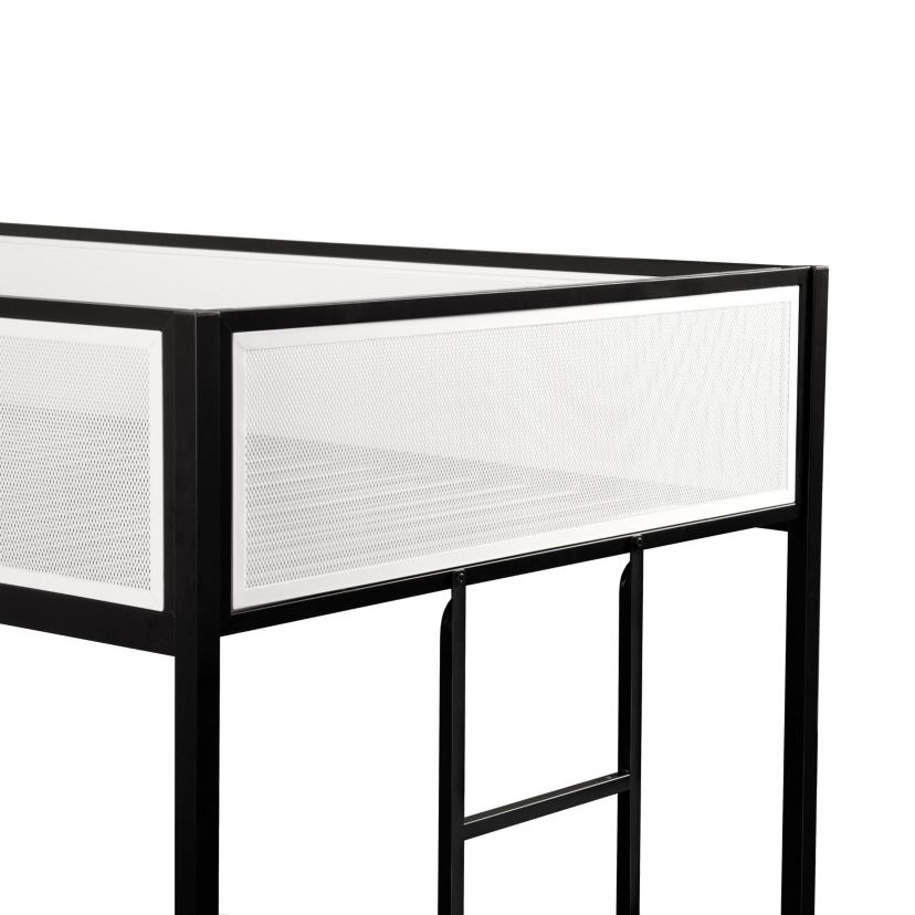 Leo Black and White Twin Metal Bunk Bed