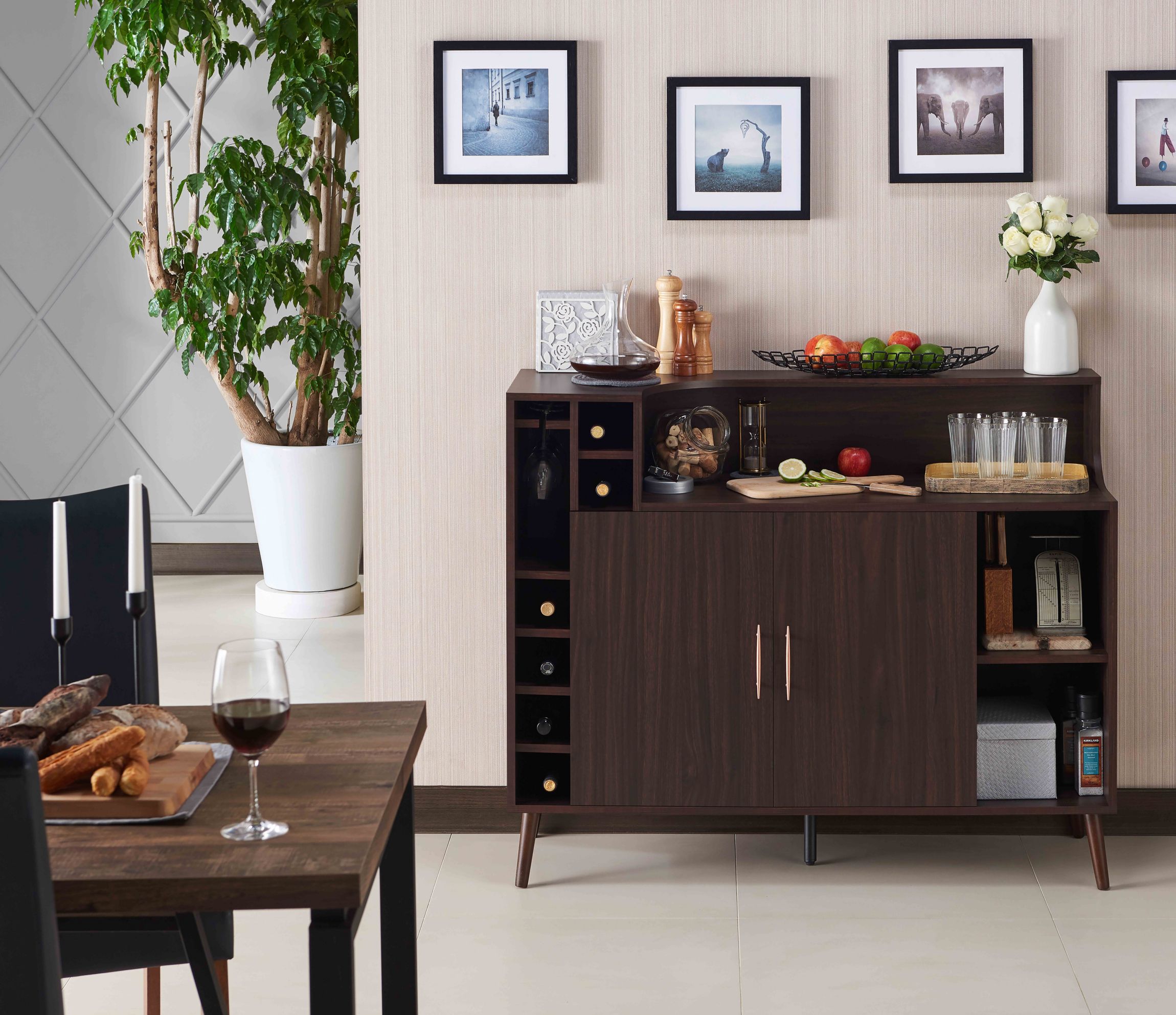 Enya Modern Server with Wine Storage