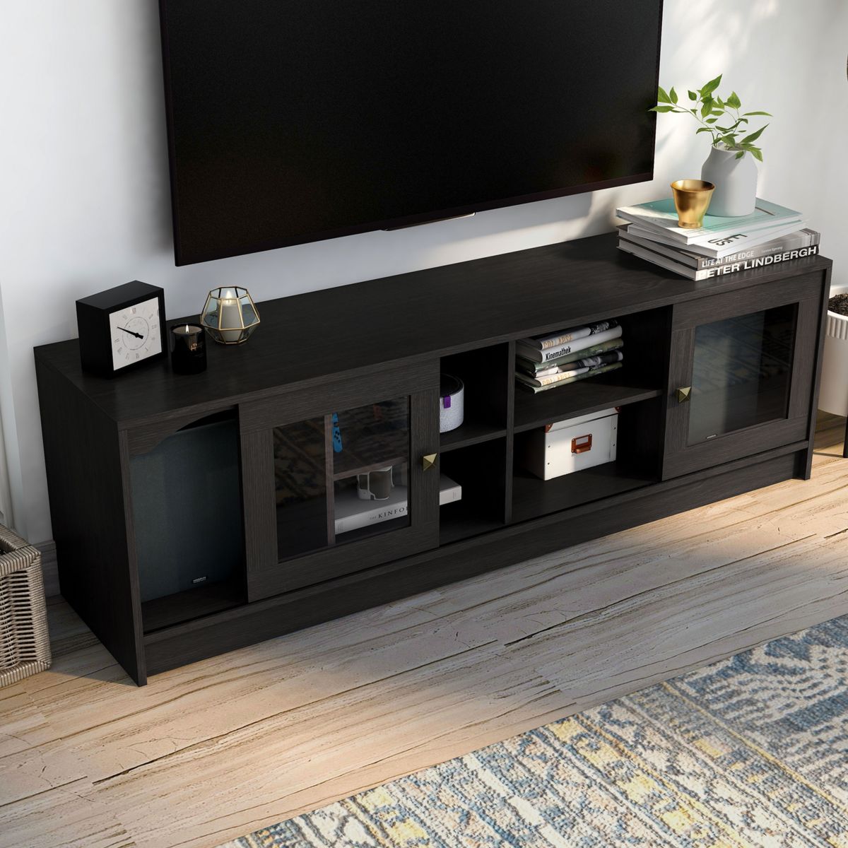 Reim 62-inch TV Stand with Glass Cabinets
