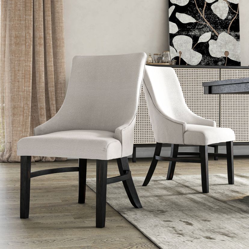 Harper Wingback Farmhouse Fabric Chair - Set of 2