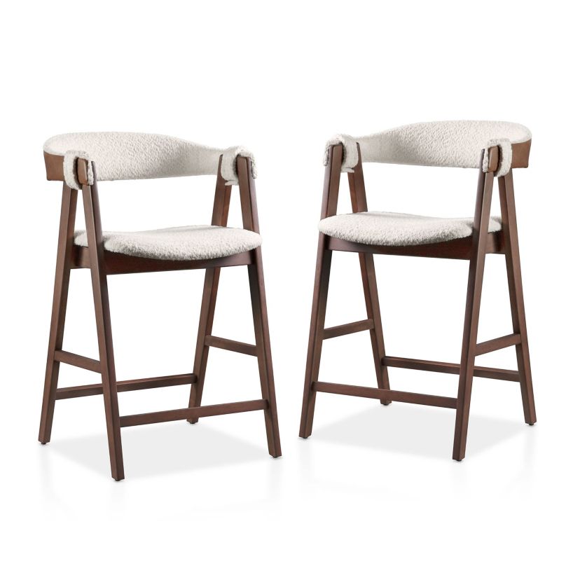 Loam 2PC Walnut Counter Height Dining Chair with Faux Leather Accents