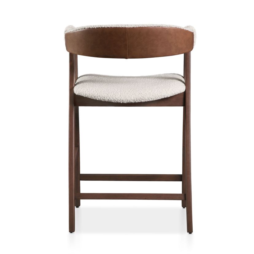 Loam 2PC Walnut Counter Height Dining Chair with Faux Leather Accents