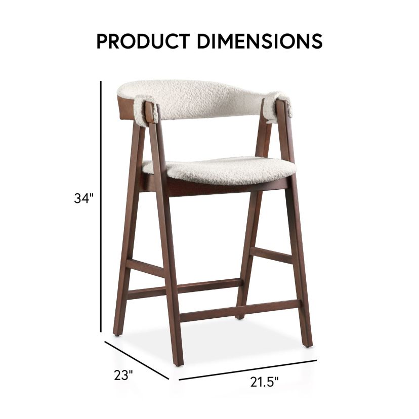 Loam 2PC Walnut Counter Height Dining Chair with Faux Leather Accents