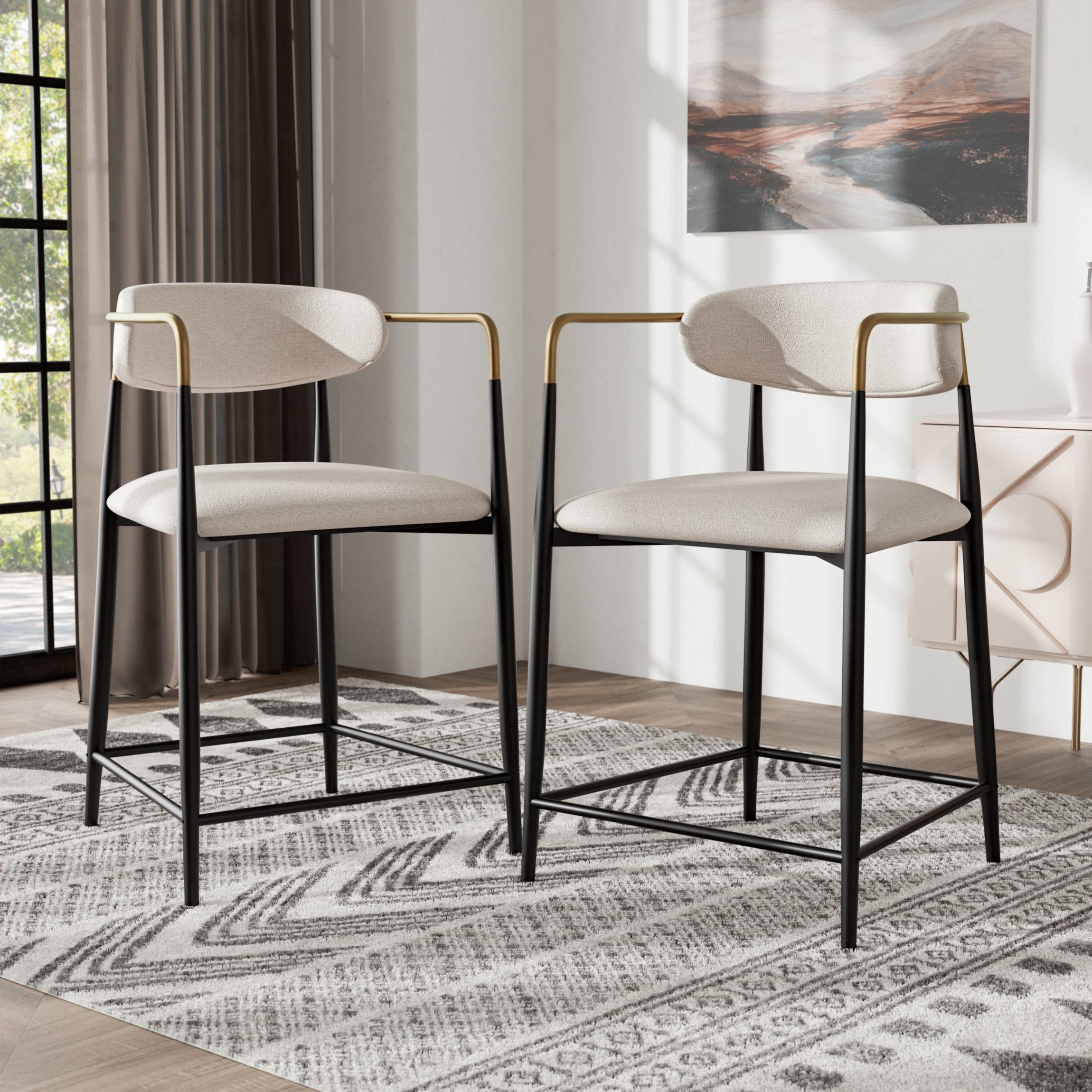 Hyde 2PC Black and White Counter Hieght Side Chairs