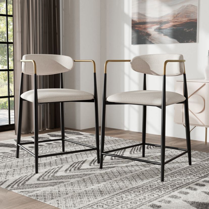 Hyde 2PC Black and White Counter Hieght Side Chairs