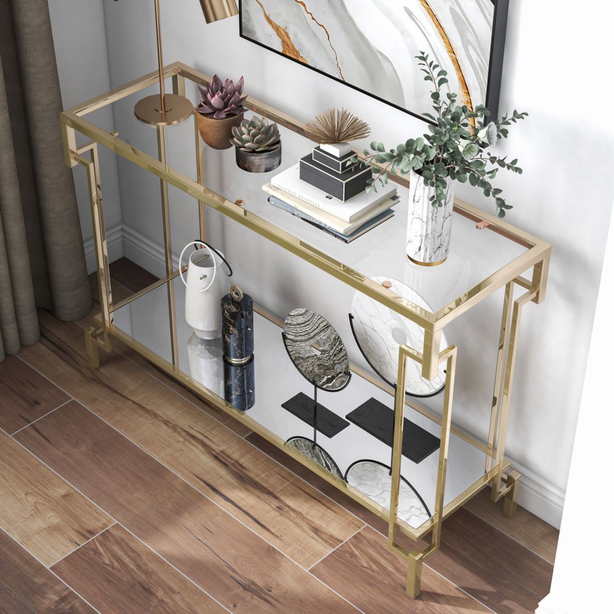 Ronda 43-inch Glass Top Console Table