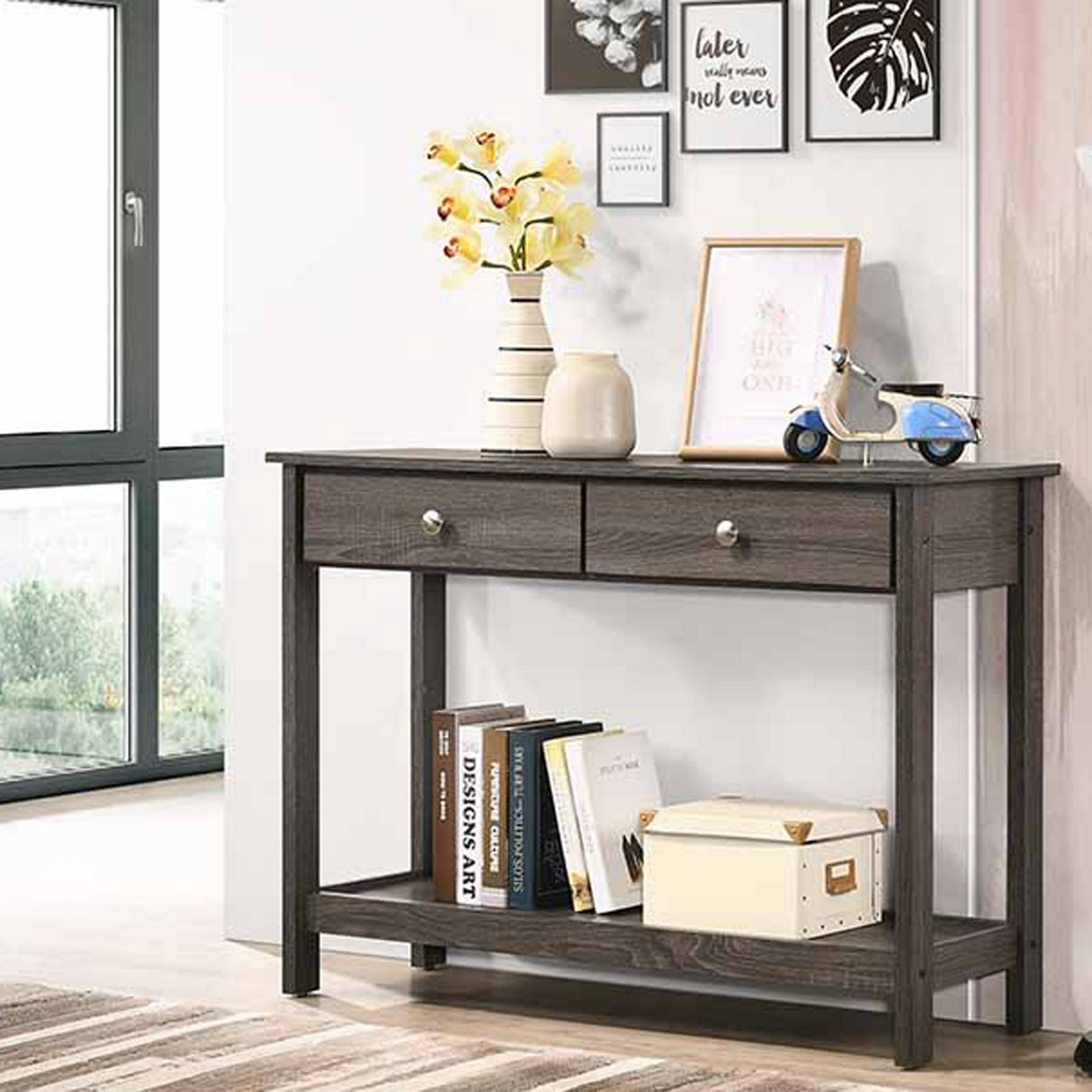 Hins 42.38 inch Console Table with 2 Drawers