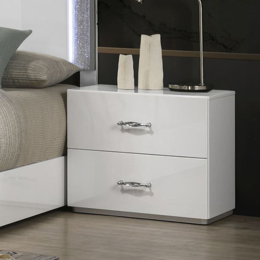 Elvi White 2-Drawer Nightstand