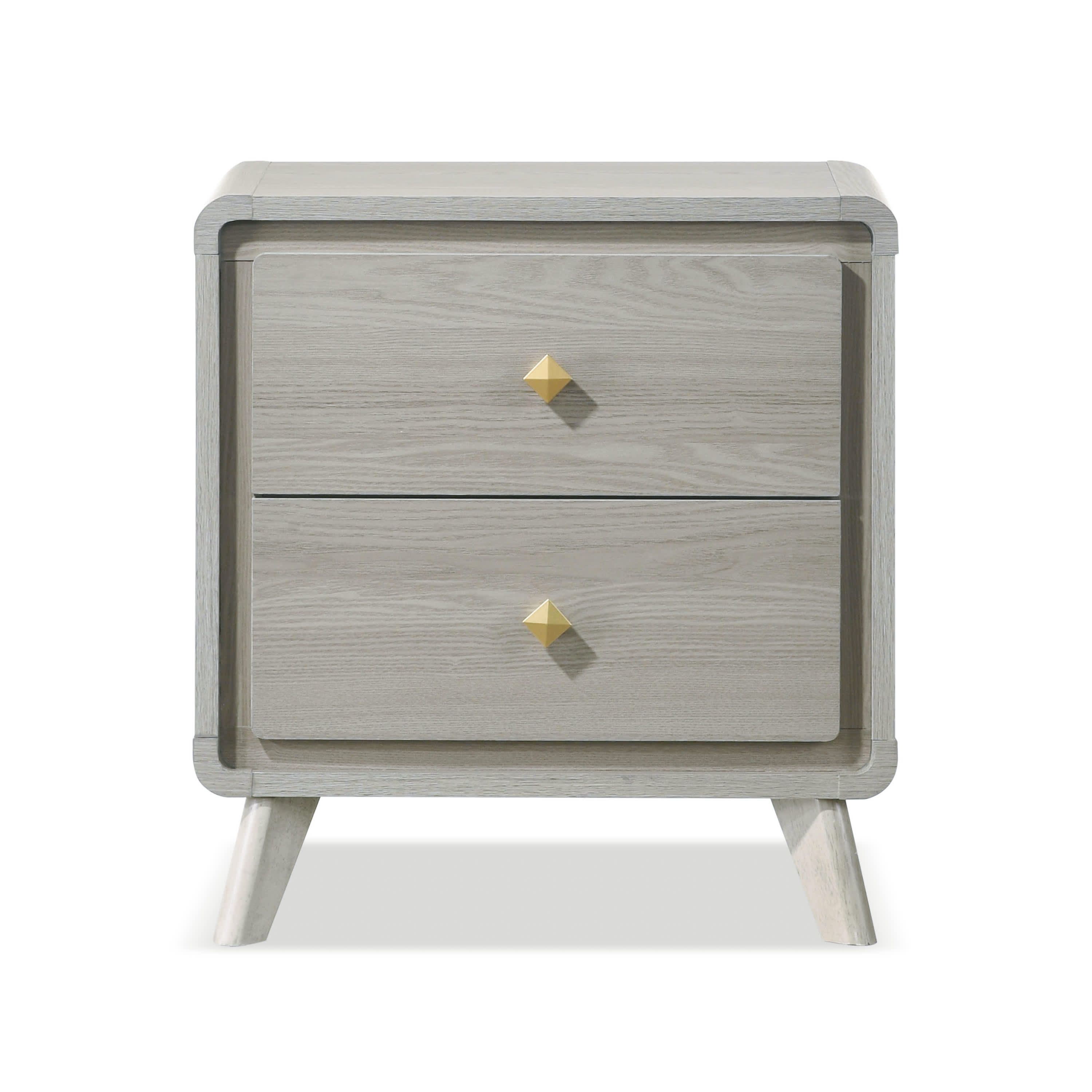 Mesa 25-Inch 2-Drawer Gray Nightstand