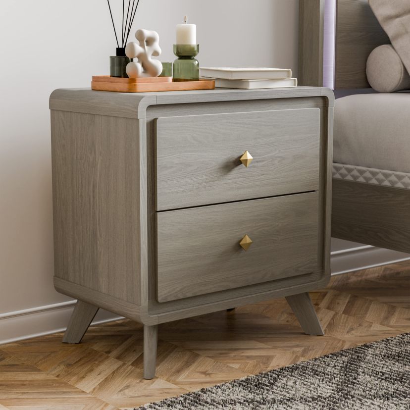 Mesa 25-Inch 2-Drawer Gray Nightstand