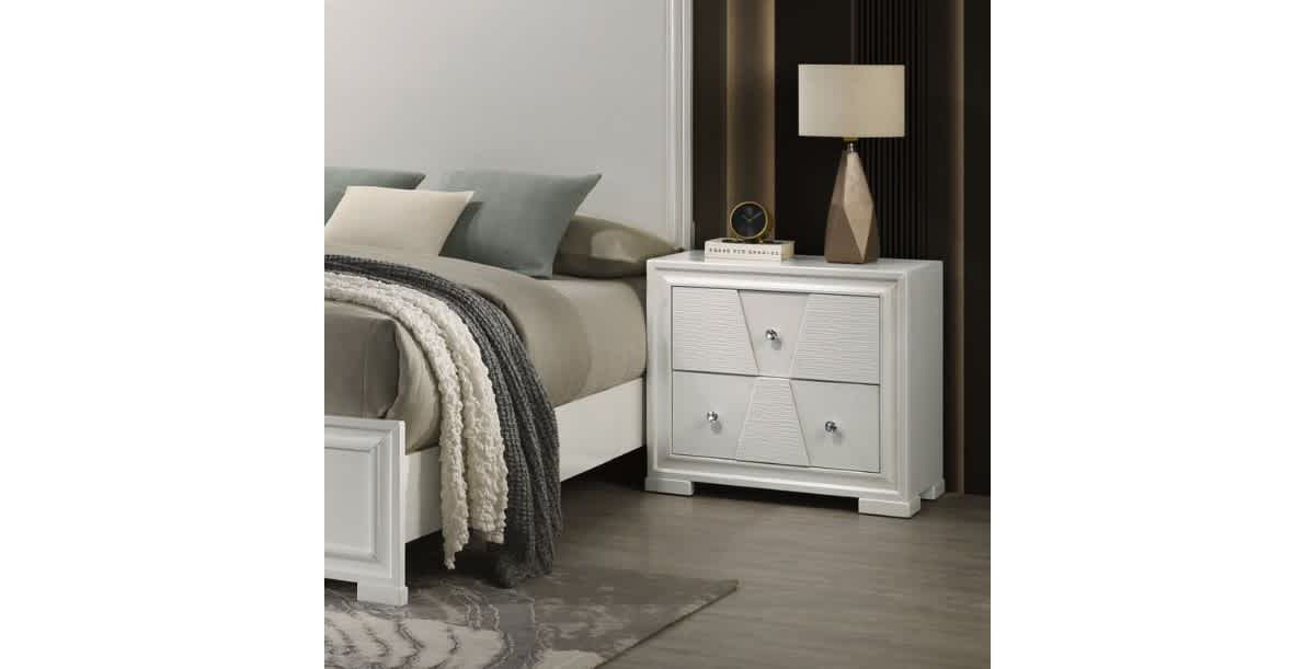 Eira White 2-Drawer Nightstand