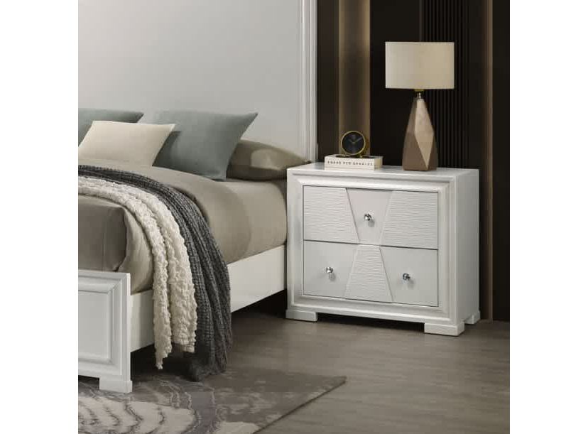 Eira White 2-Drawer Nightstand