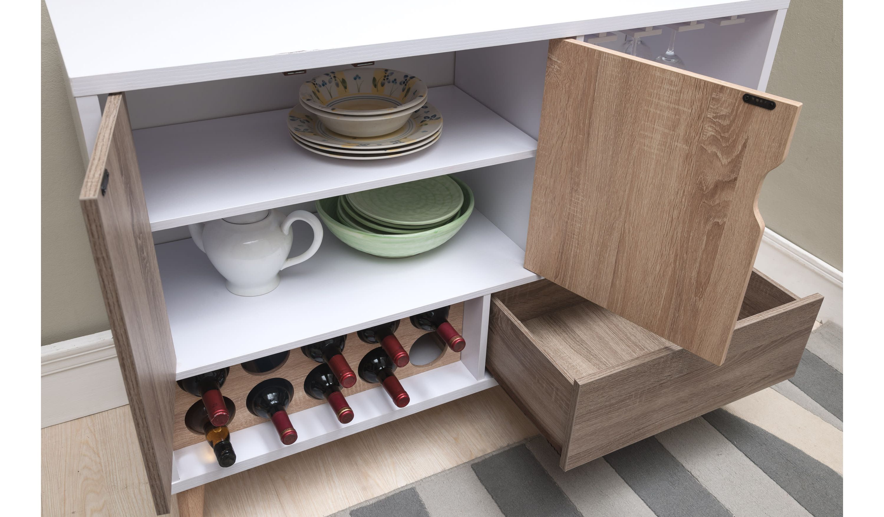 Furni 47.25-inch Buffet with Wine Glass Slots