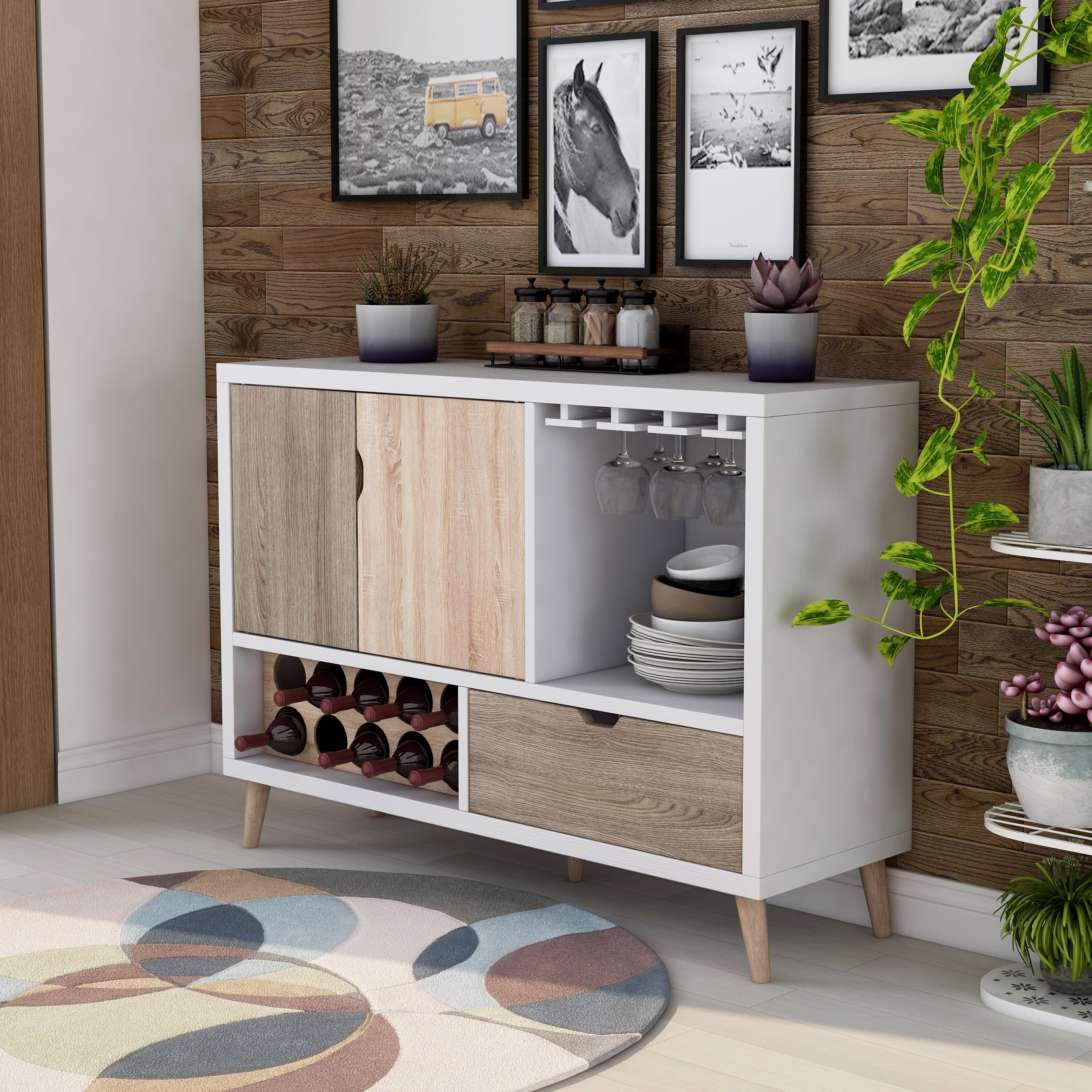 Furni 47.25-inch Buffet with Wine Glass Slots