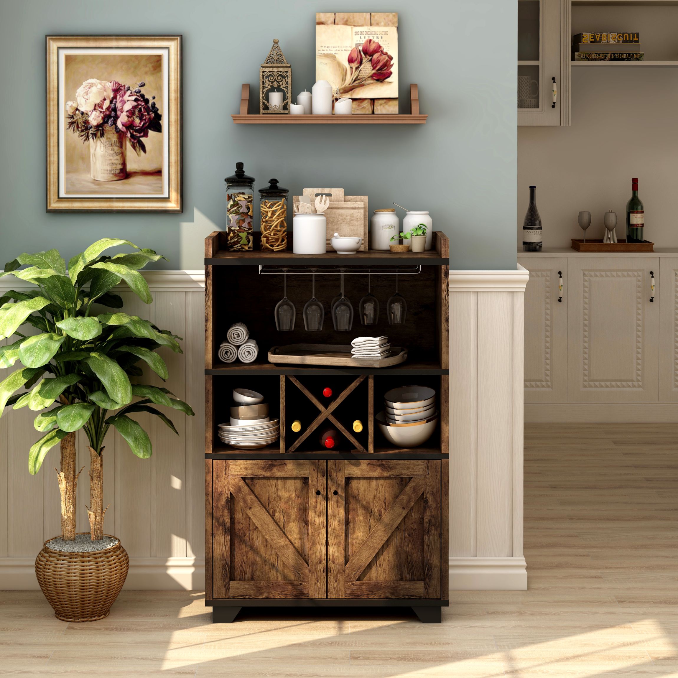 Keenis Buffet with Hanging Stemware