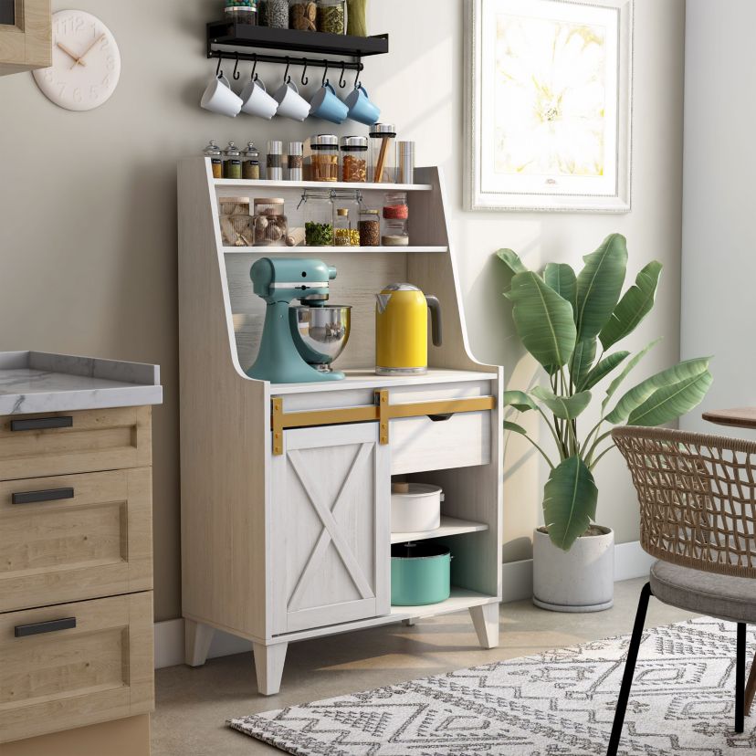 Eregon Bakers Rack with Sliding Cabinet Door