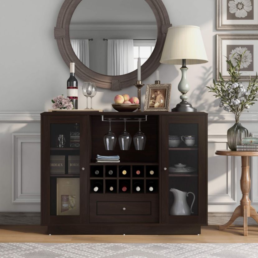 Elison 47.3-inch Buffet with Glass Paned Cabinets